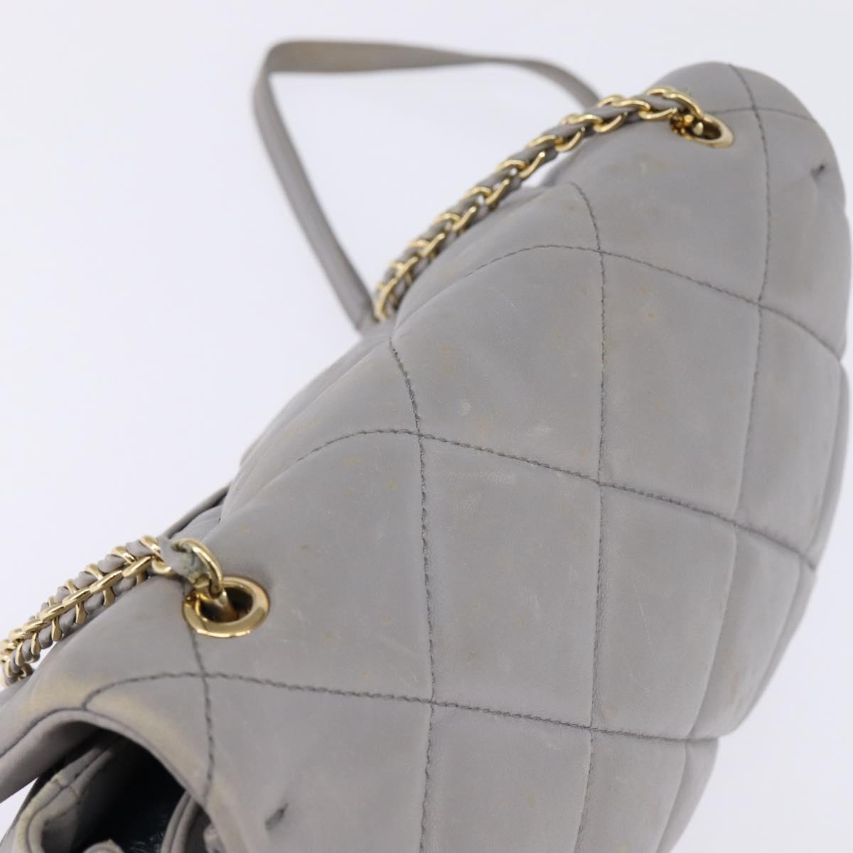 Salvatore Ferragamo Chain Vala Shoulder Bag Leather Gray Gold Auth 147515