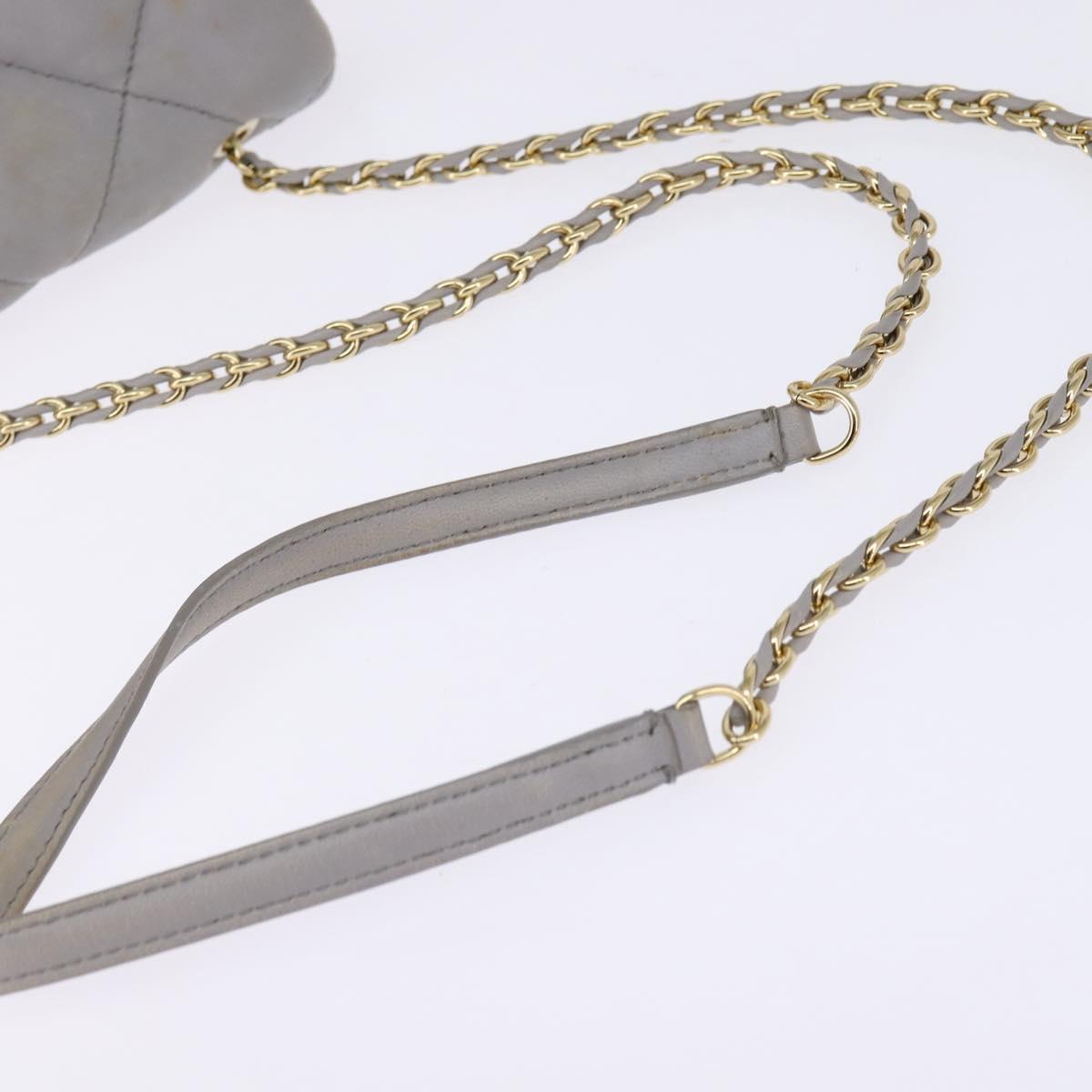 Salvatore Ferragamo Chain Vala Shoulder Bag Leather Gray Gold Auth 147515