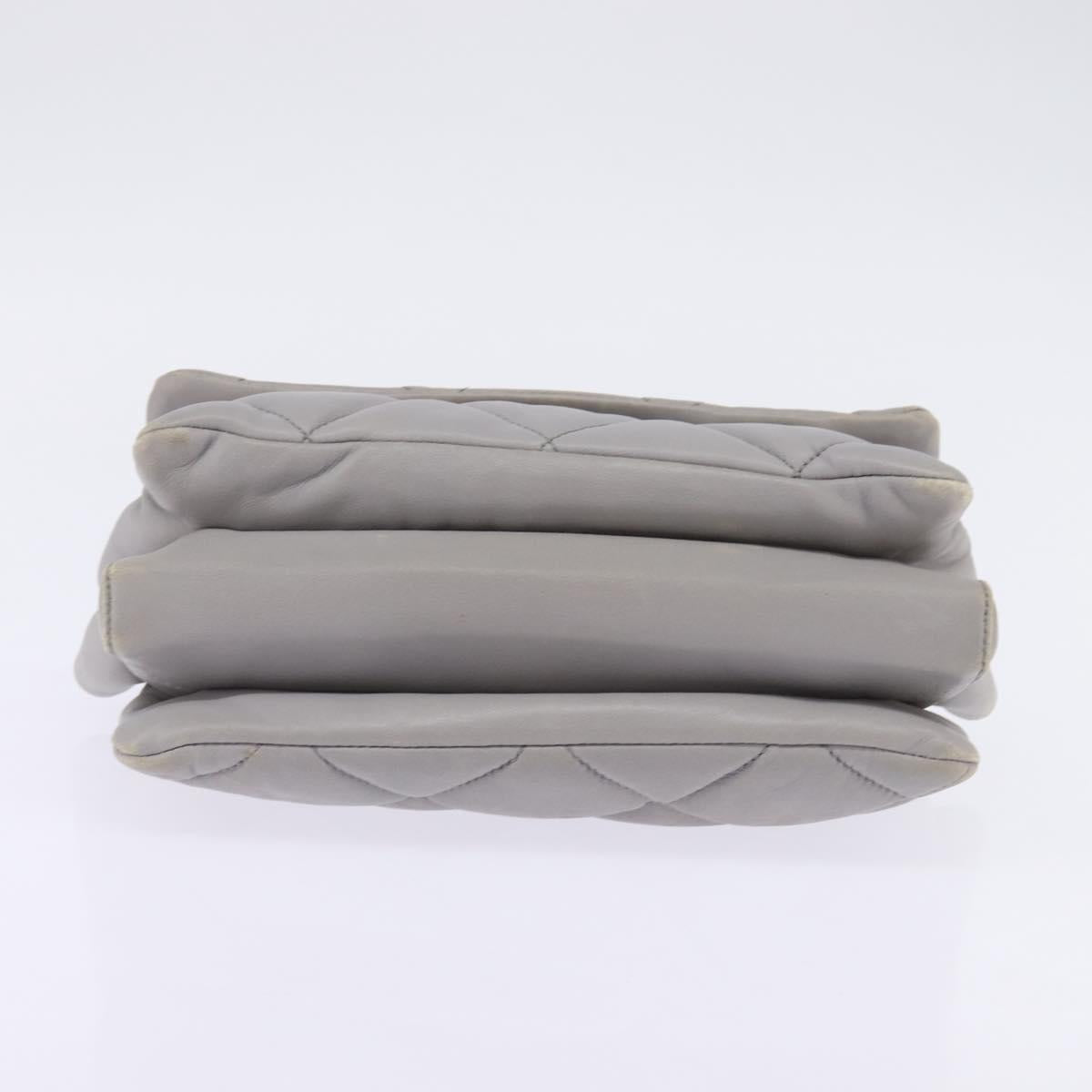 Salvatore Ferragamo Chain Vala Shoulder Bag Leather Gray Gold Auth 147515