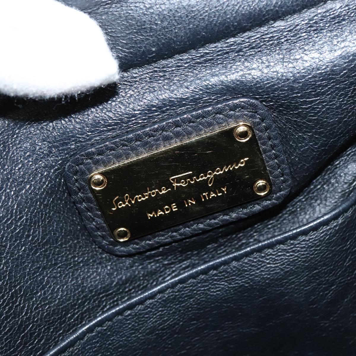 Salvatore Ferragamo Gancini Sophia Hand Bag Leather 2way Black Gold Auth 147516