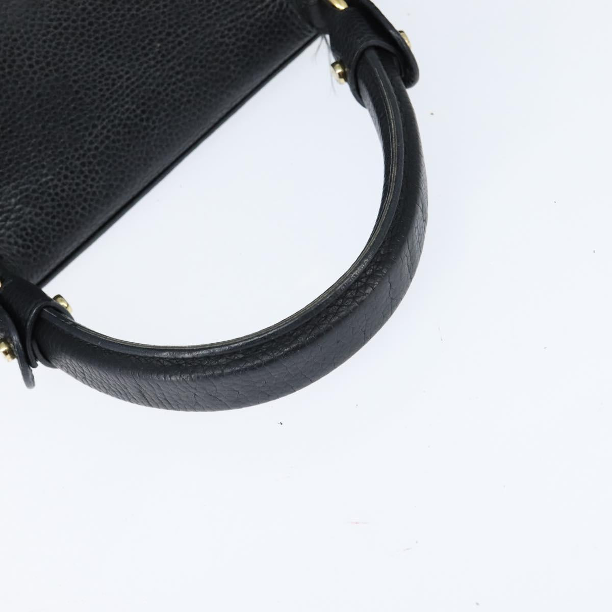 Salvatore Ferragamo Gancini Sophia Hand Bag Leather 2way Black Gold Auth 147516