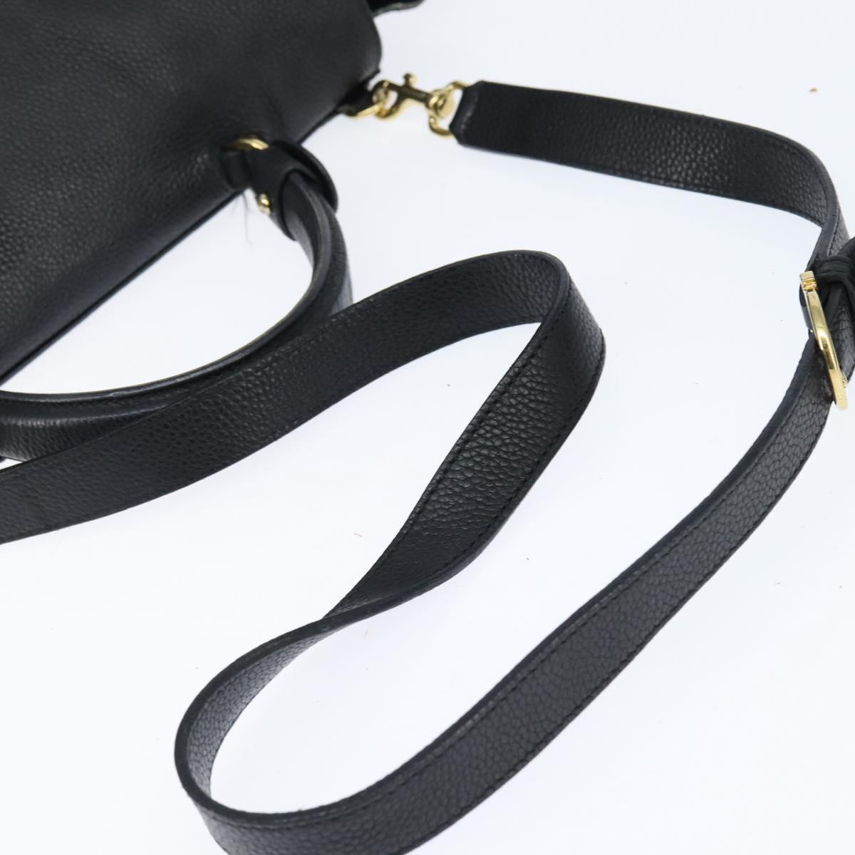 Salvatore Ferragamo Gancini Sophia Hand Bag Leather 2way Black Gold Auth 147516