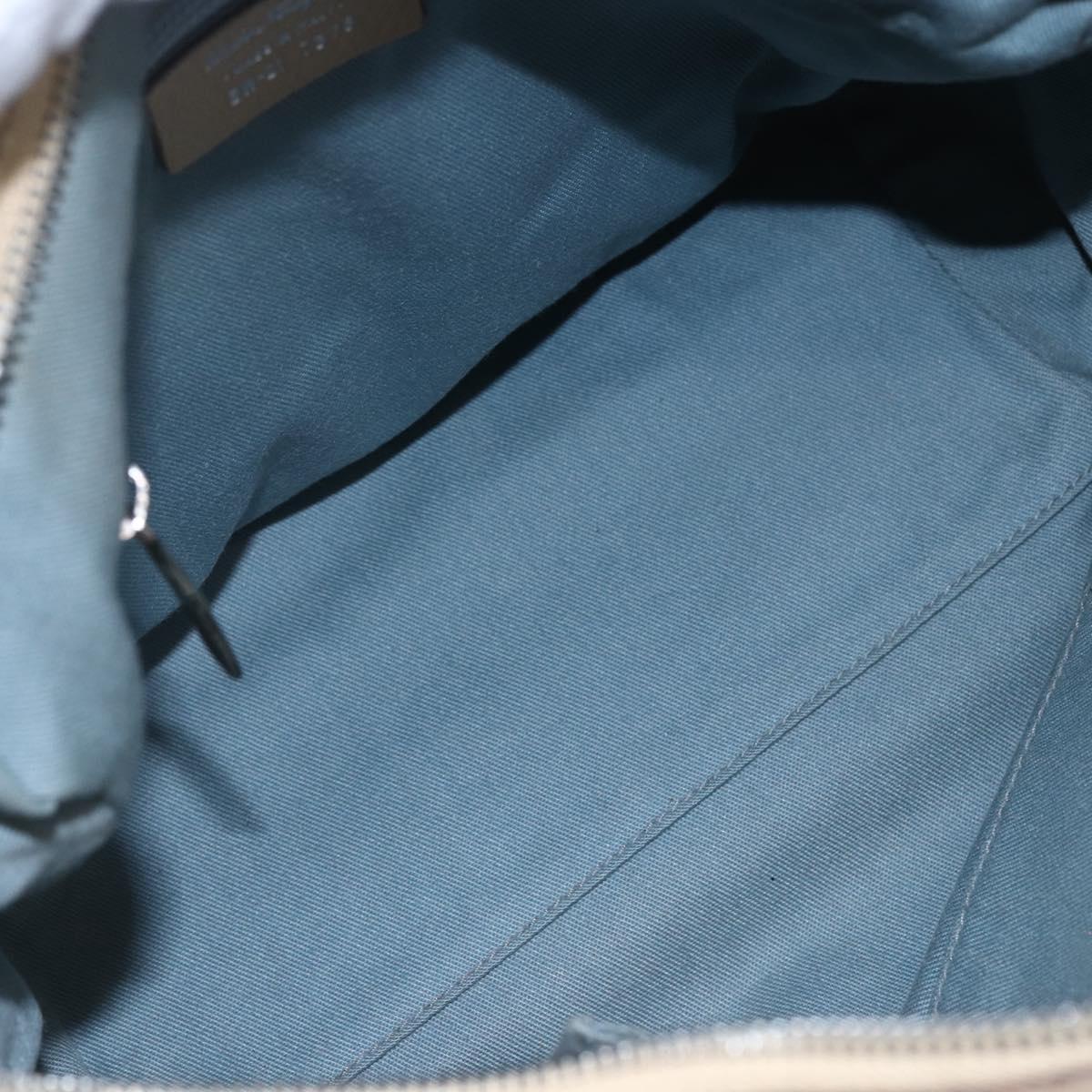 Salvatore Ferragamo Gancini Hand Bag Leather 2way Beige Silver Auth 147517