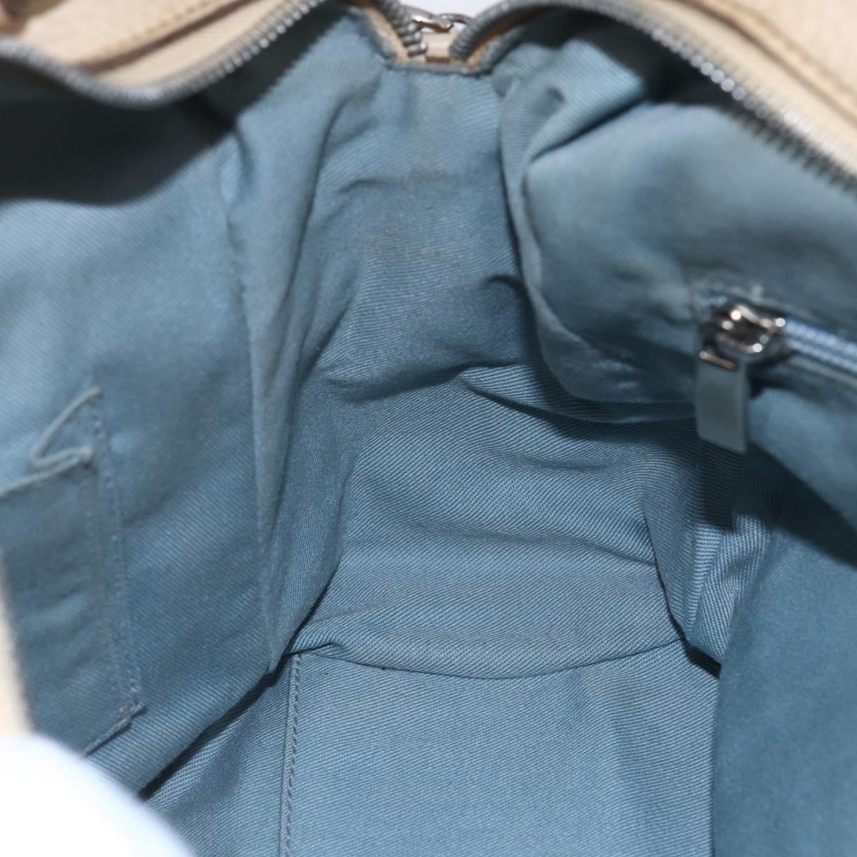 Salvatore Ferragamo Gancini Hand Bag Leather 2way Beige Silver Auth 147517