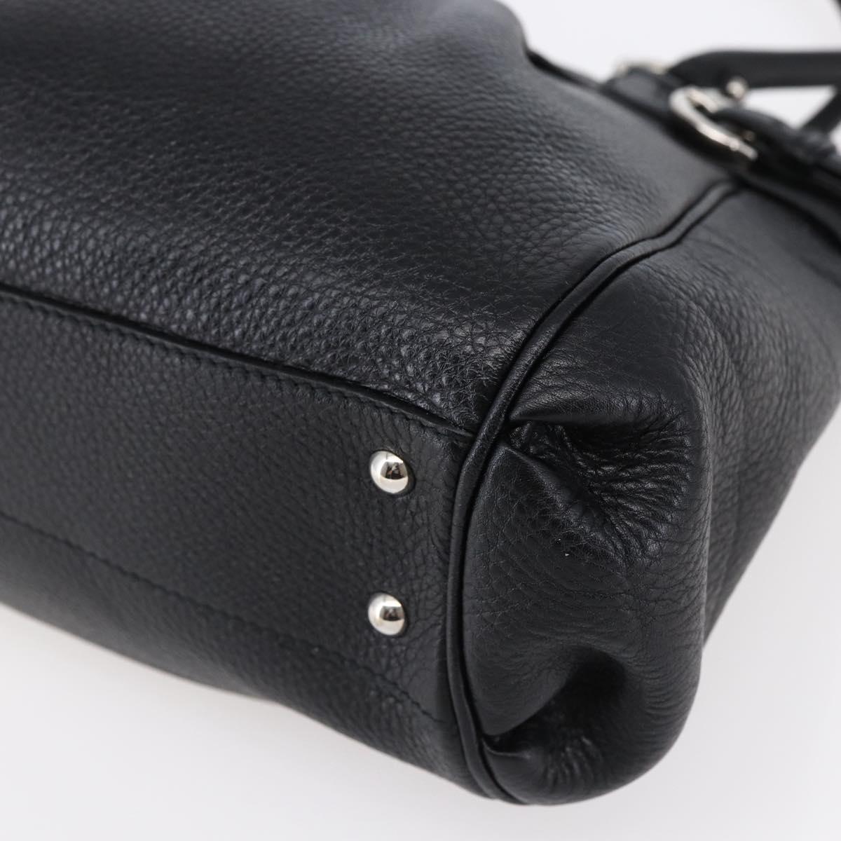 Salvatore Ferragamo Gancini Tote Bag Leather Black Silver Auth 147518