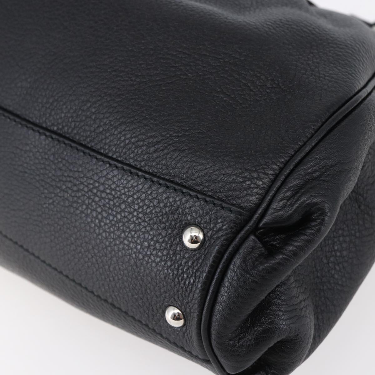 Salvatore Ferragamo Gancini Tote Bag Leather Black Silver Auth 147518