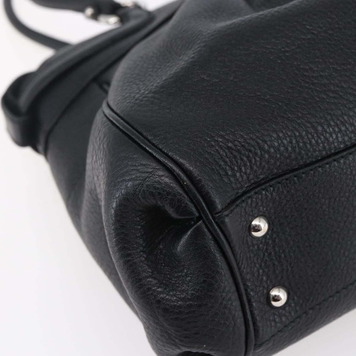 Salvatore Ferragamo Gancini Tote Bag Leather Black Silver Auth 147518