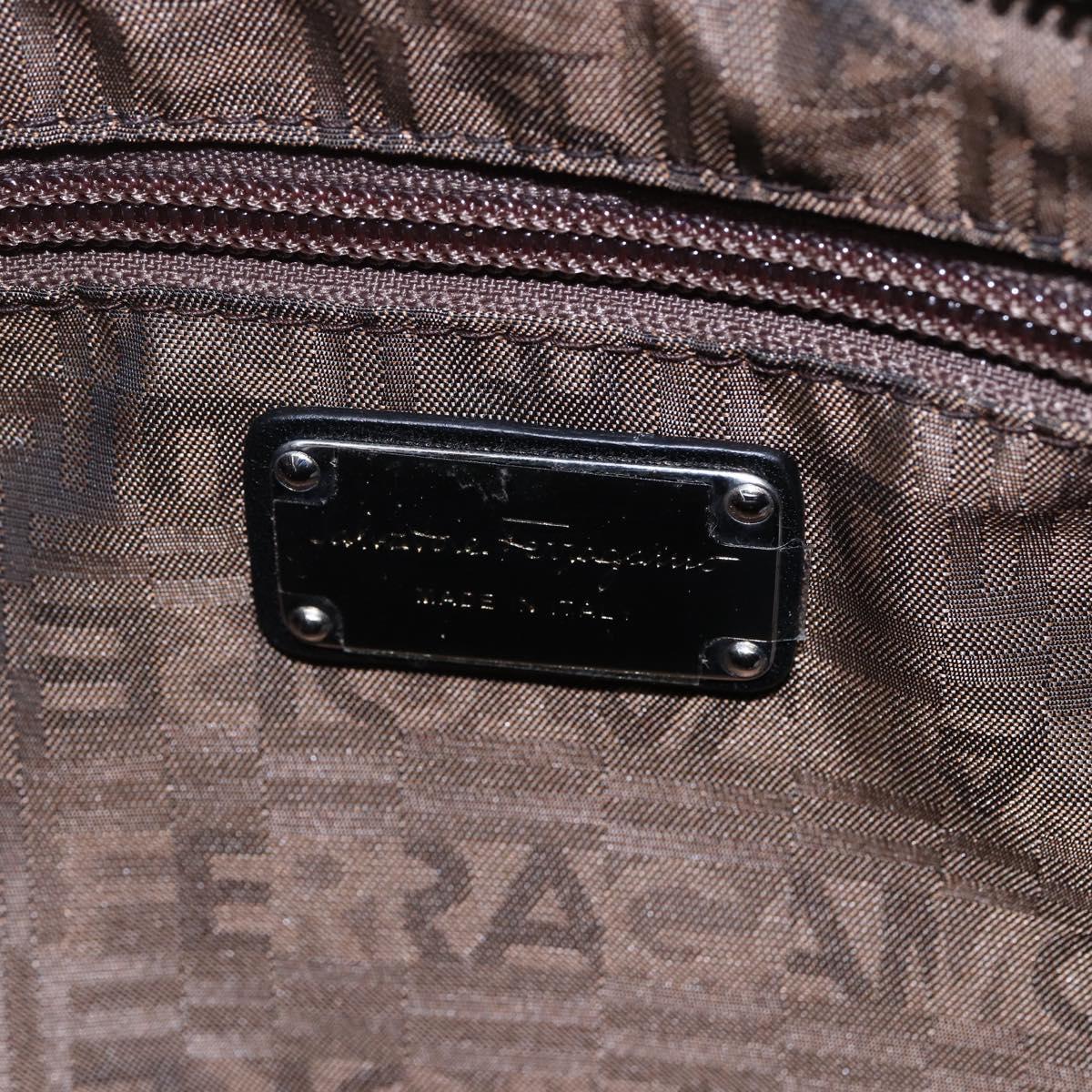 Salvatore Ferragamo Gancini Tote Bag Leather Black Silver Auth 147518