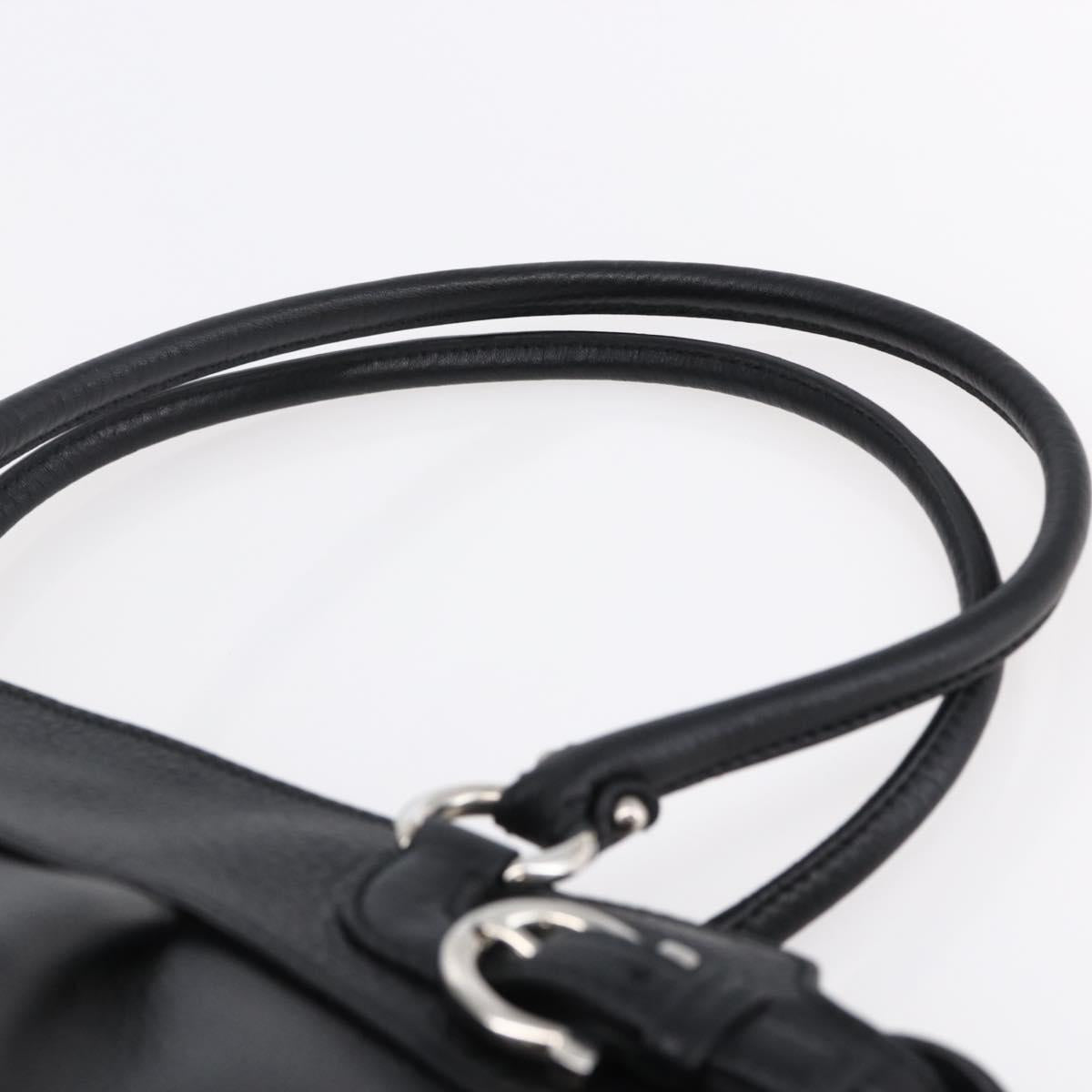 Salvatore Ferragamo Gancini Tote Bag Leather Black Silver Auth 147518