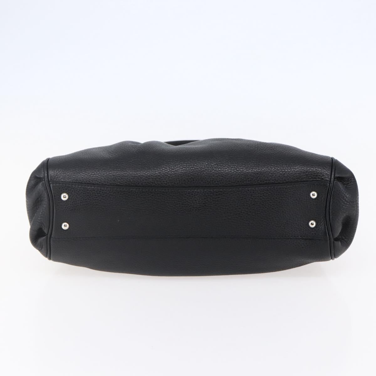 Salvatore Ferragamo Gancini Tote Bag Leather Black Silver Auth 147518