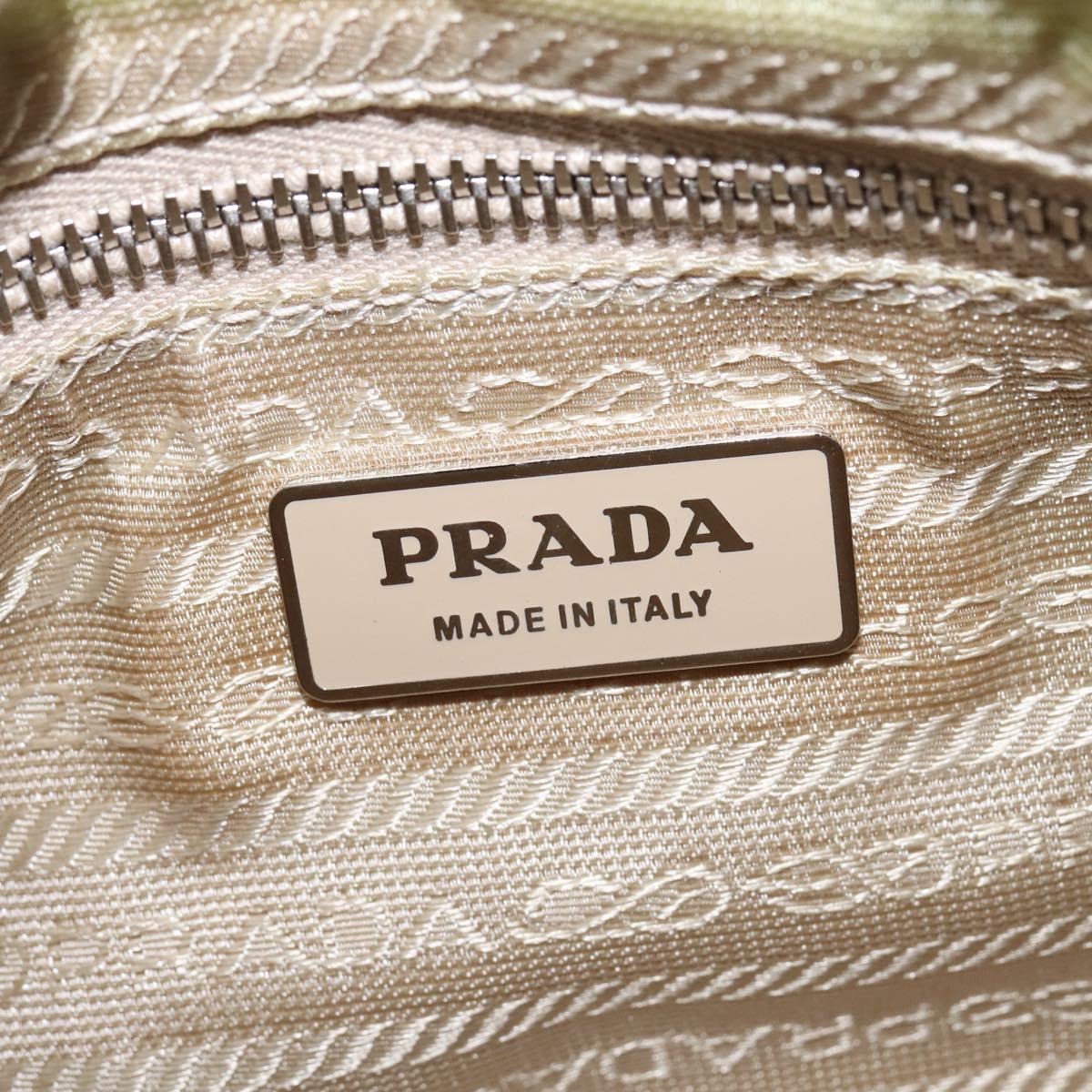 PRADA Shoulder Bag Nylon Enamel White Silver Auth 147522