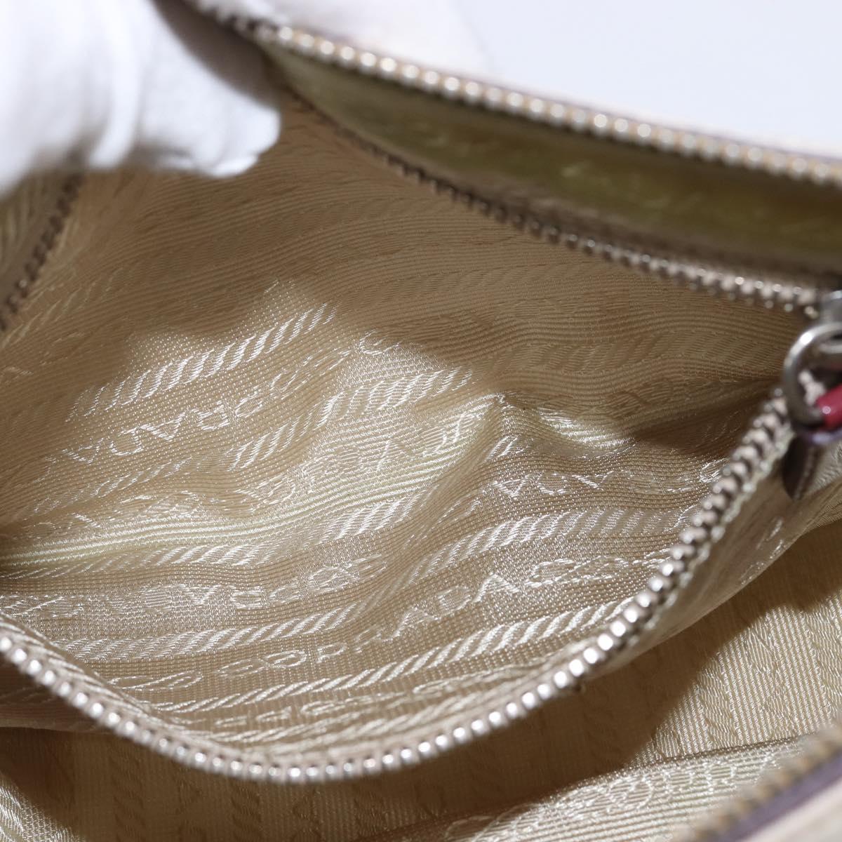 PRADA Shoulder Bag Nylon Enamel White Silver Auth 147522