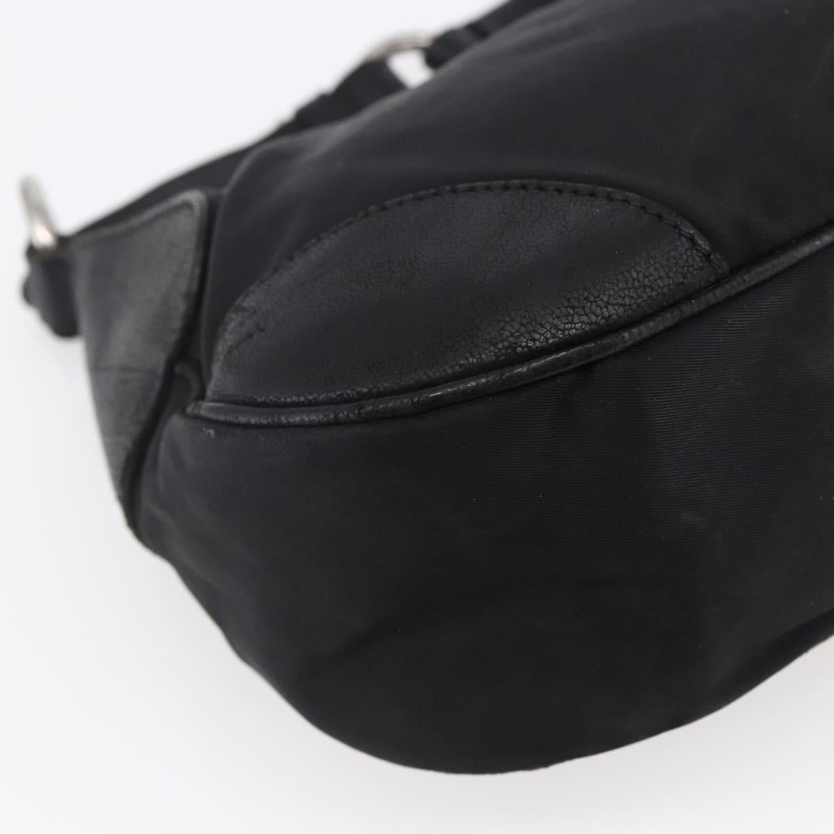 PRADA Shoulder Bag Nylon Leather Beige Silver Auth 147523