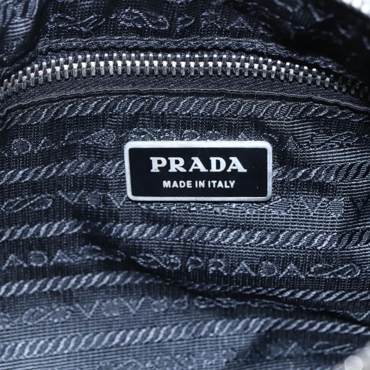 PRADA Shoulder Bag Nylon Leather Beige Silver Auth 147523