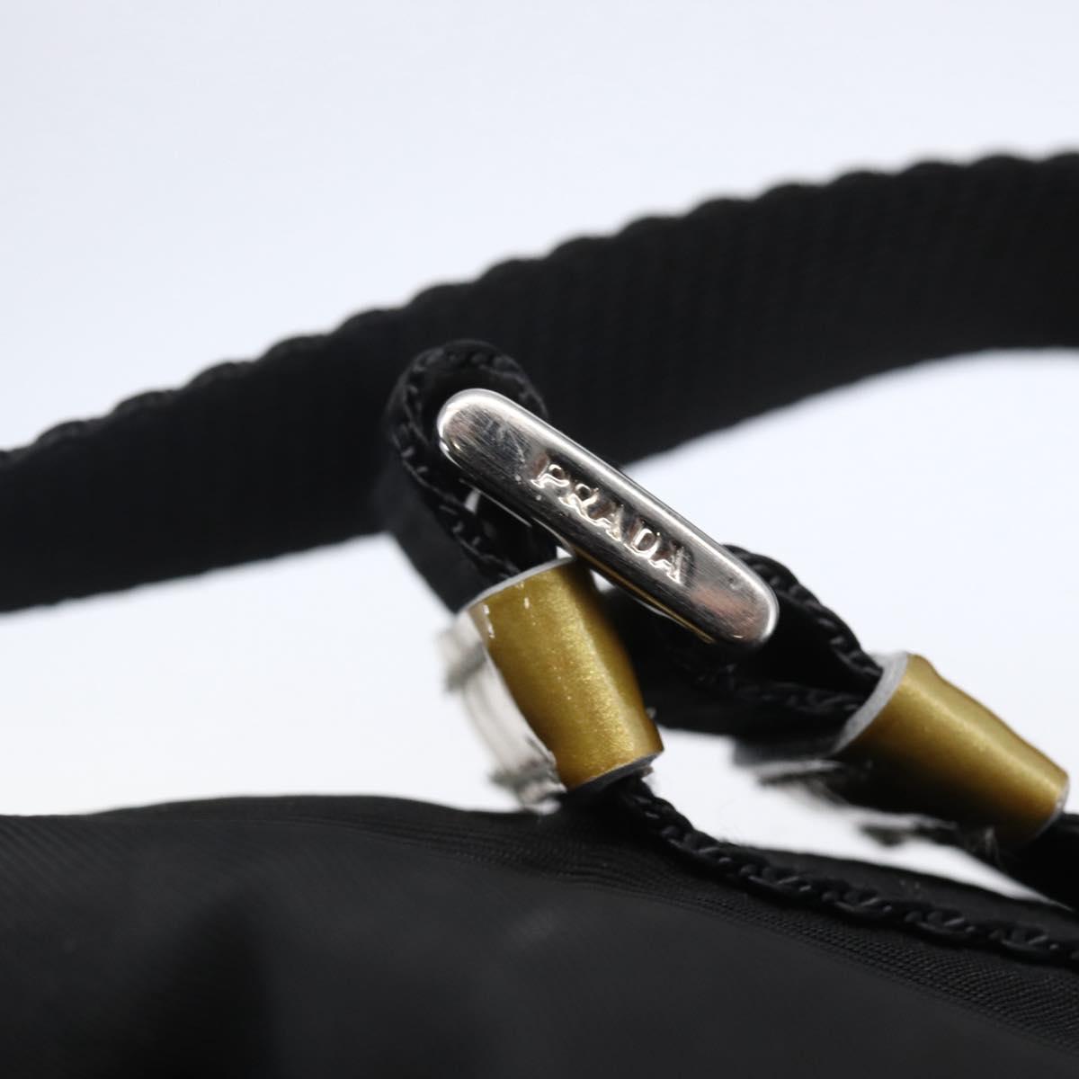PRADA Hand Bag Nylon Black Silver Auth 147526