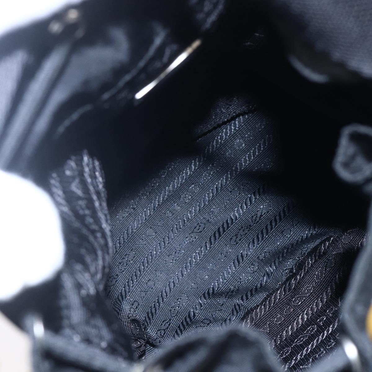 PRADA Hand Bag Nylon Black Silver Auth 147526