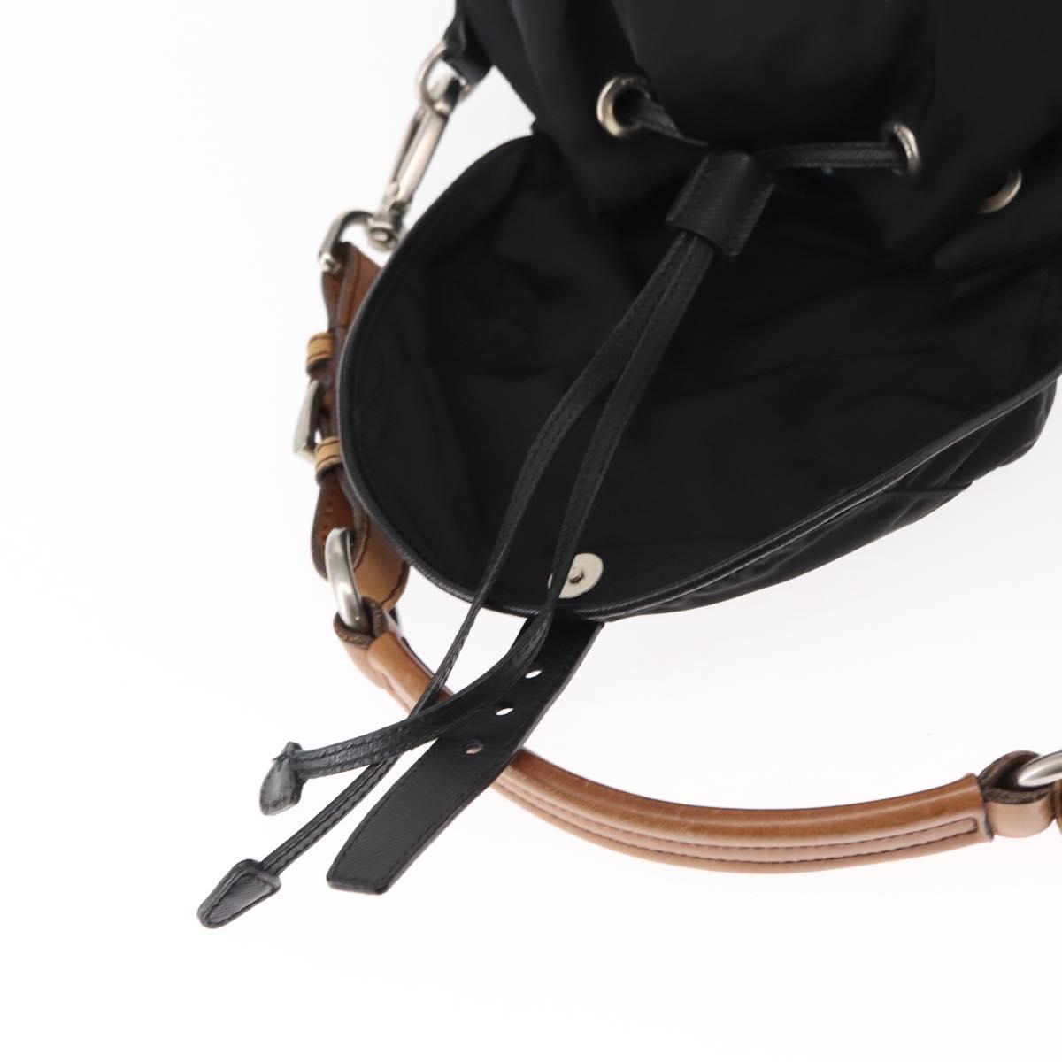 PRADA Shoulder Bag Nylon Black Silver Auth 147527