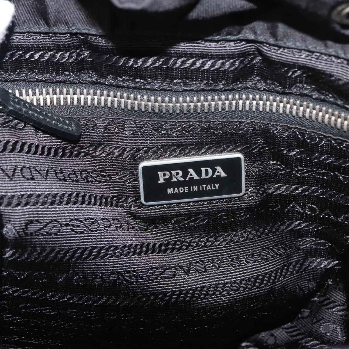 PRADA Shoulder Bag Nylon Black Silver Auth 147527