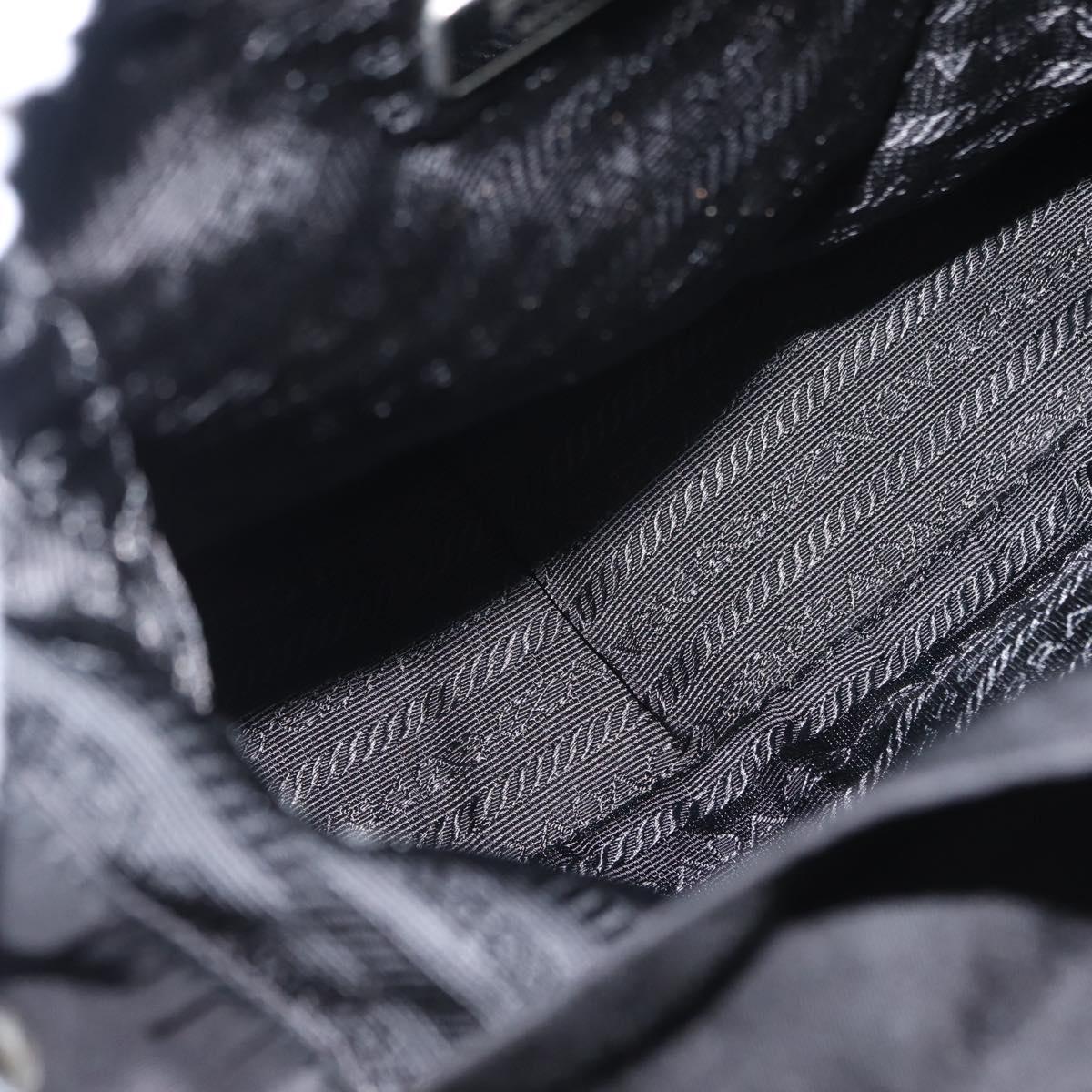 PRADA Shoulder Bag Nylon Black Silver Auth 147527