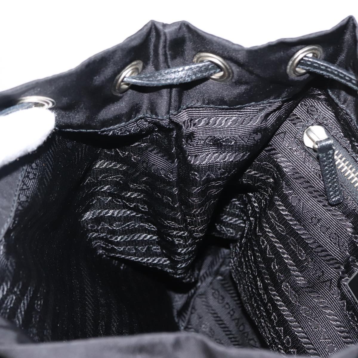 PRADA Shoulder Bag Nylon Black Silver Auth 147527