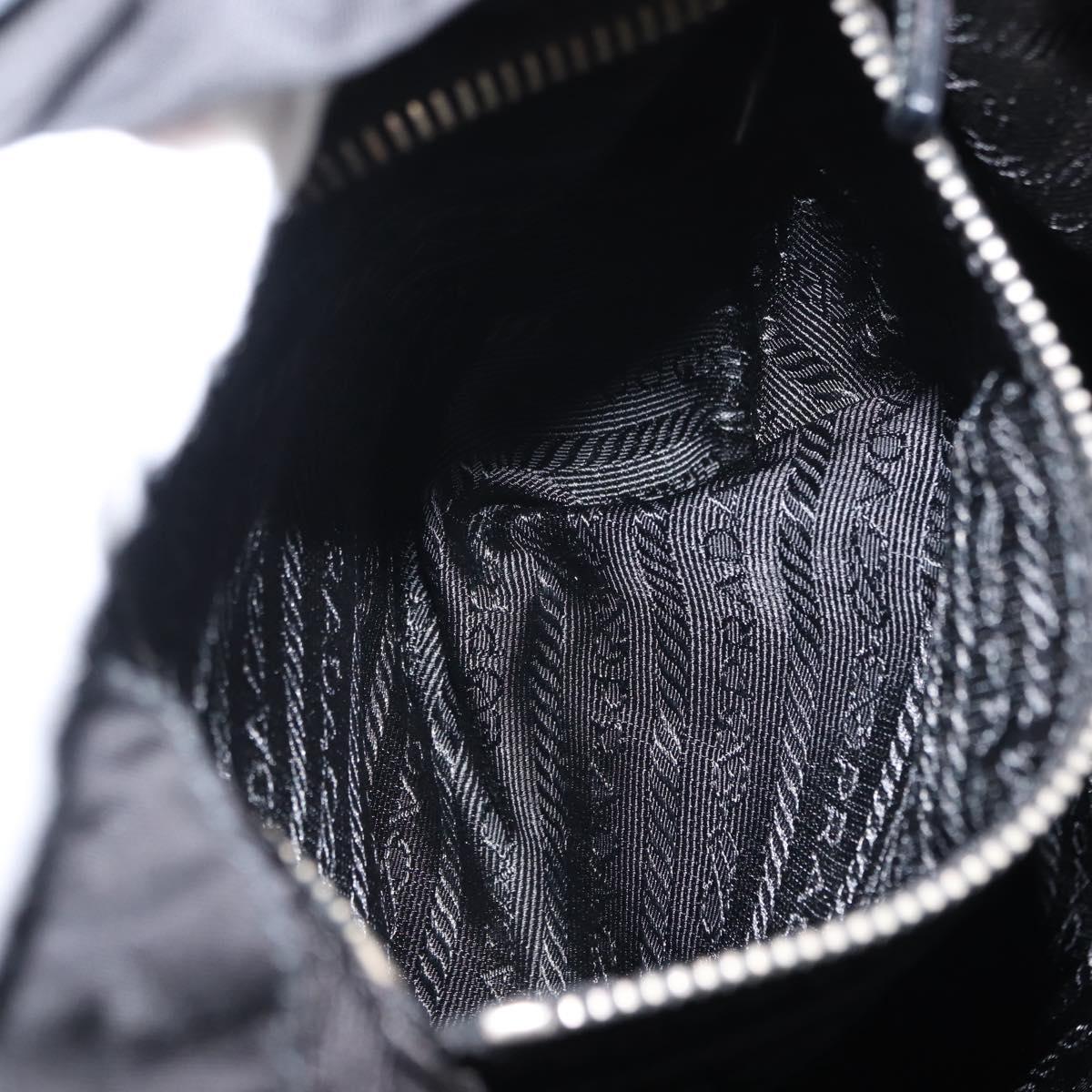 PRADA Shoulder Bag Nylon Black Silver Auth 147527