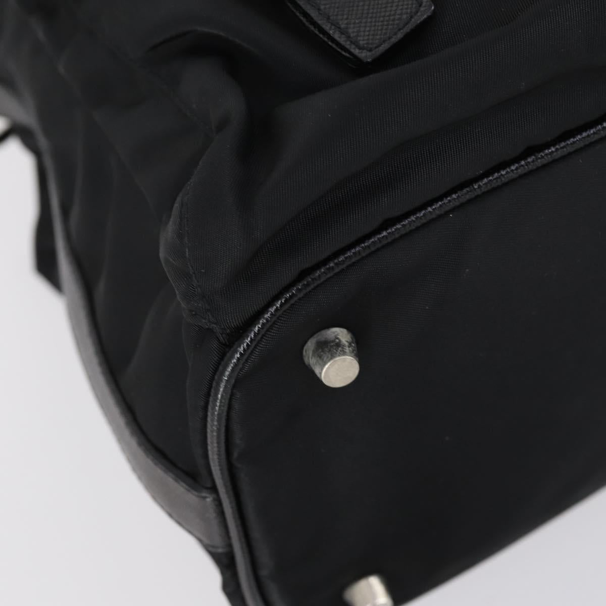 PRADA Shoulder Bag Nylon Black Silver Auth 147531