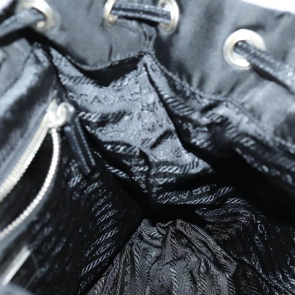 PRADA Shoulder Bag Nylon Black Silver Auth 147531