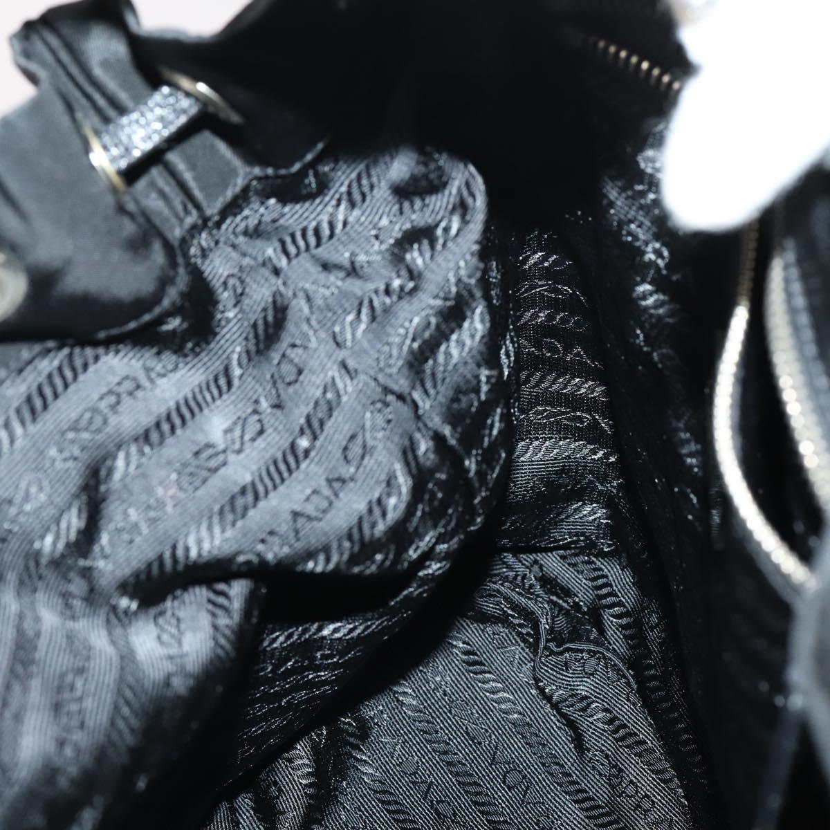 PRADA Shoulder Bag Nylon Black Silver Auth 147531