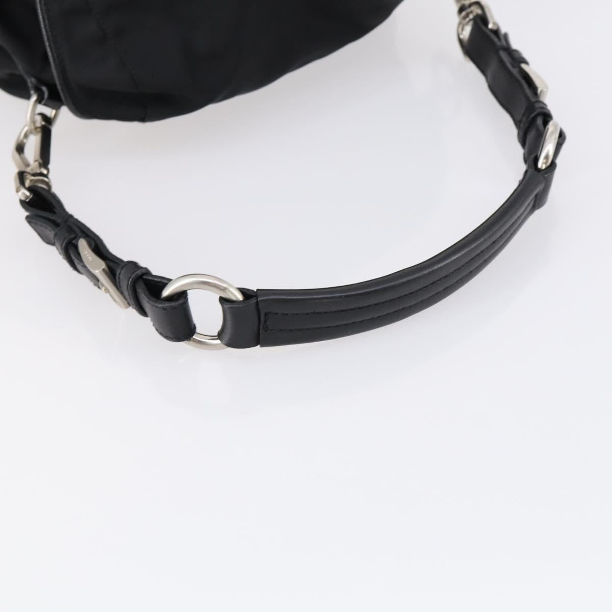 PRADA Shoulder Bag Nylon Black Silver Auth 147531