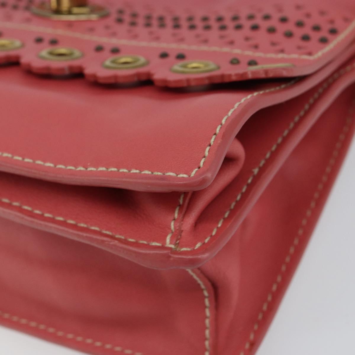 Miu Miu Shoulder Bag Leather Pink Gold Auth 147535