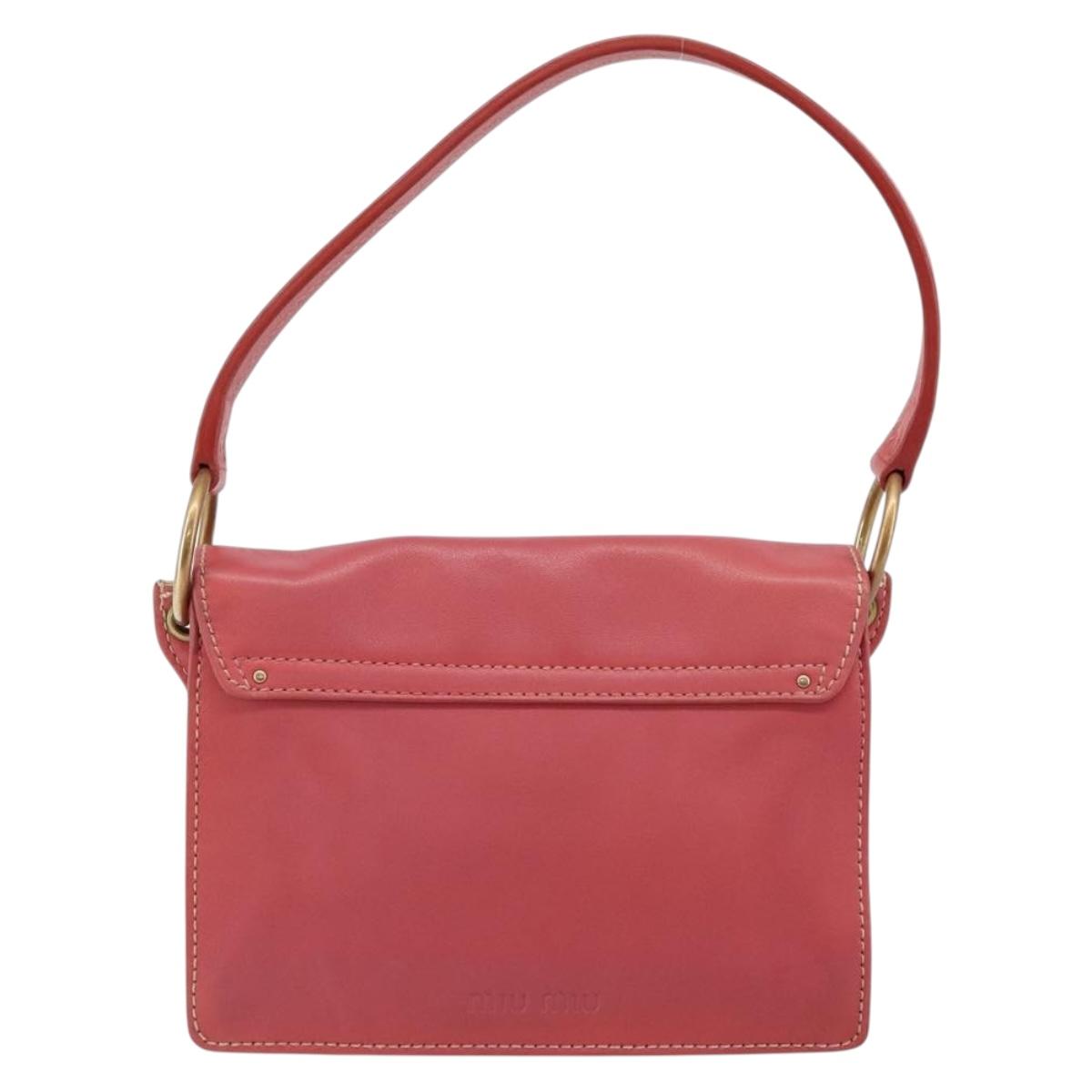 Miu Miu Shoulder Bag Leather Pink Gold Auth 147535