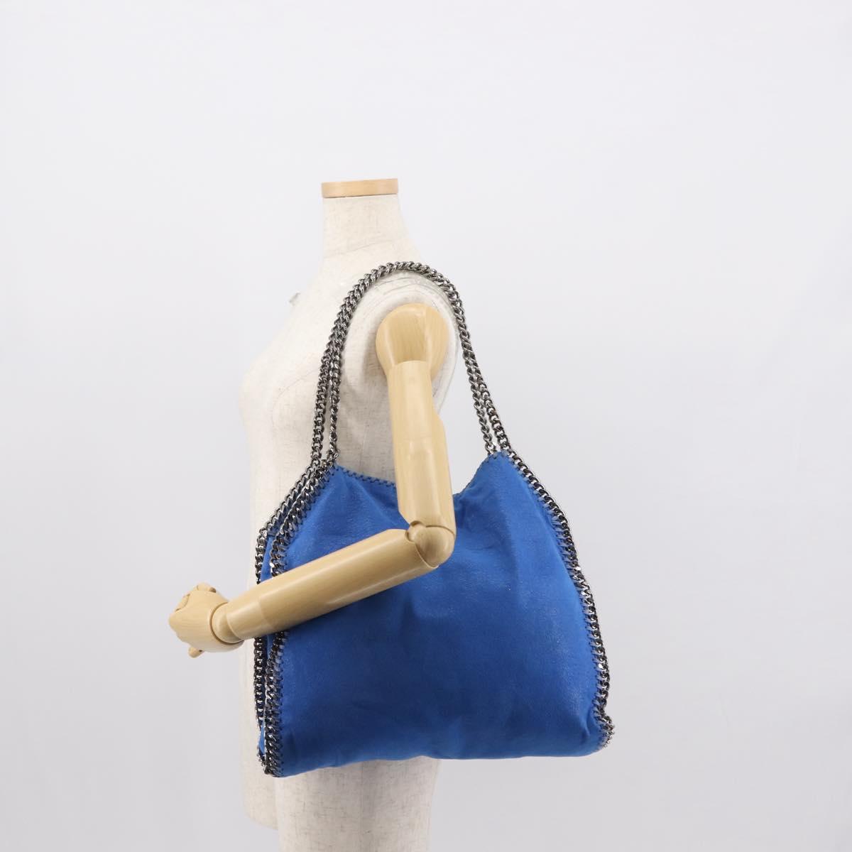 Stella MacCartney Falabella Chain Bag Polyester Blue Silver 261063 Auth 147537