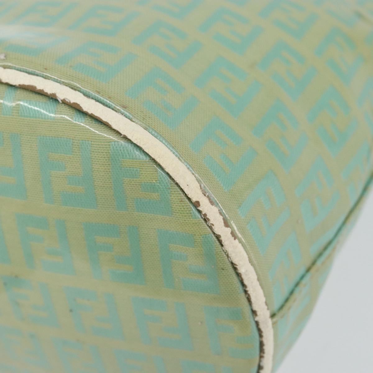 FENDI Zucchino Canvas Mamma Baguette Bag Enamel Peppermint Gold Auth 147538