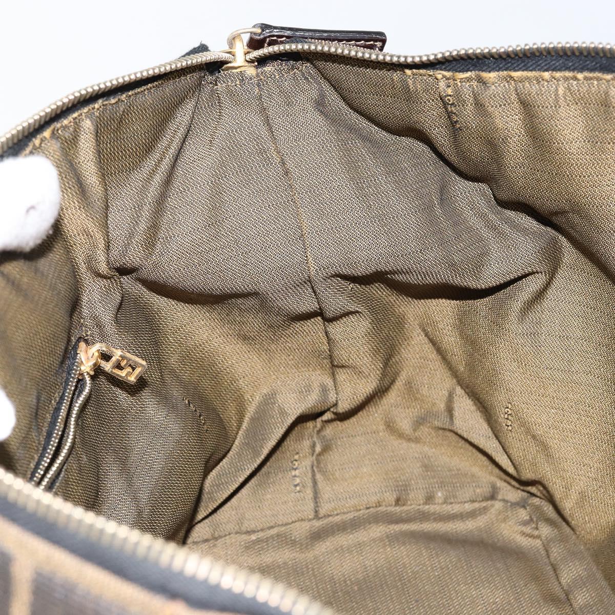 FENDI Zucca Canvas Vanity Bag Black Brown Auth 147539