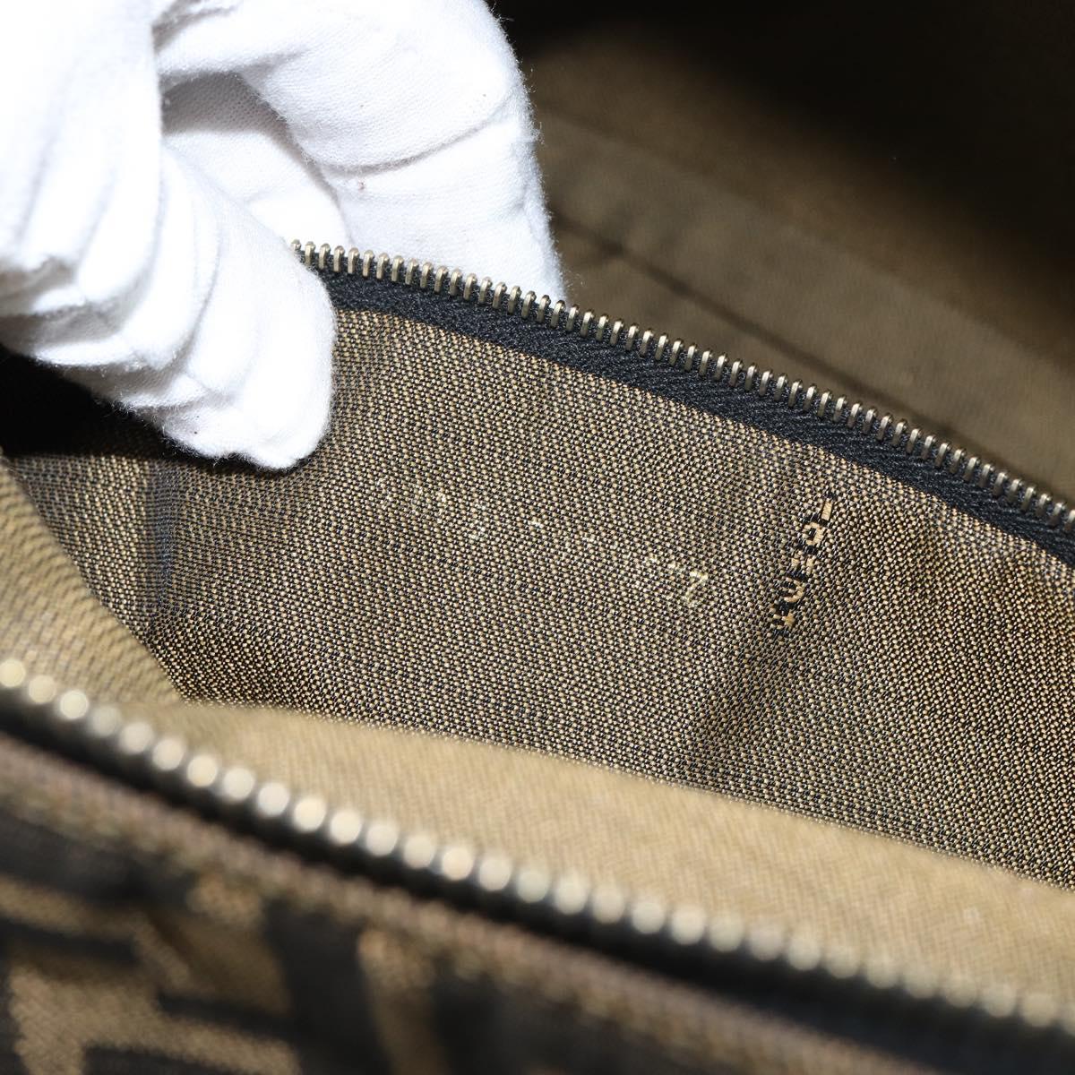 FENDI Zucca Canvas Vanity Bag Black Brown Auth 147539