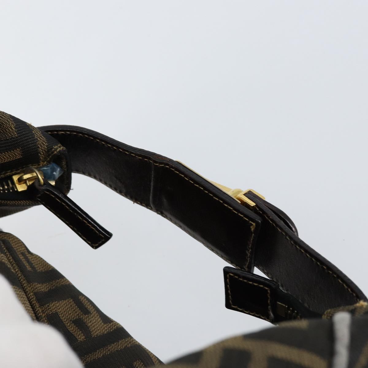 FENDI Zucca Canvas Vanity Bag Black Brown Auth 147539