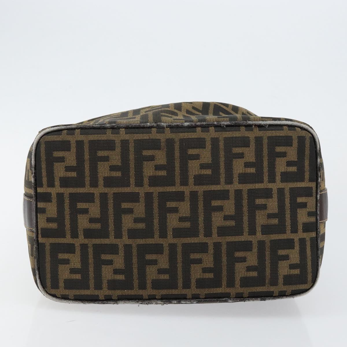 FENDI Zucca Canvas Vanity Bag Black Brown Auth 147539