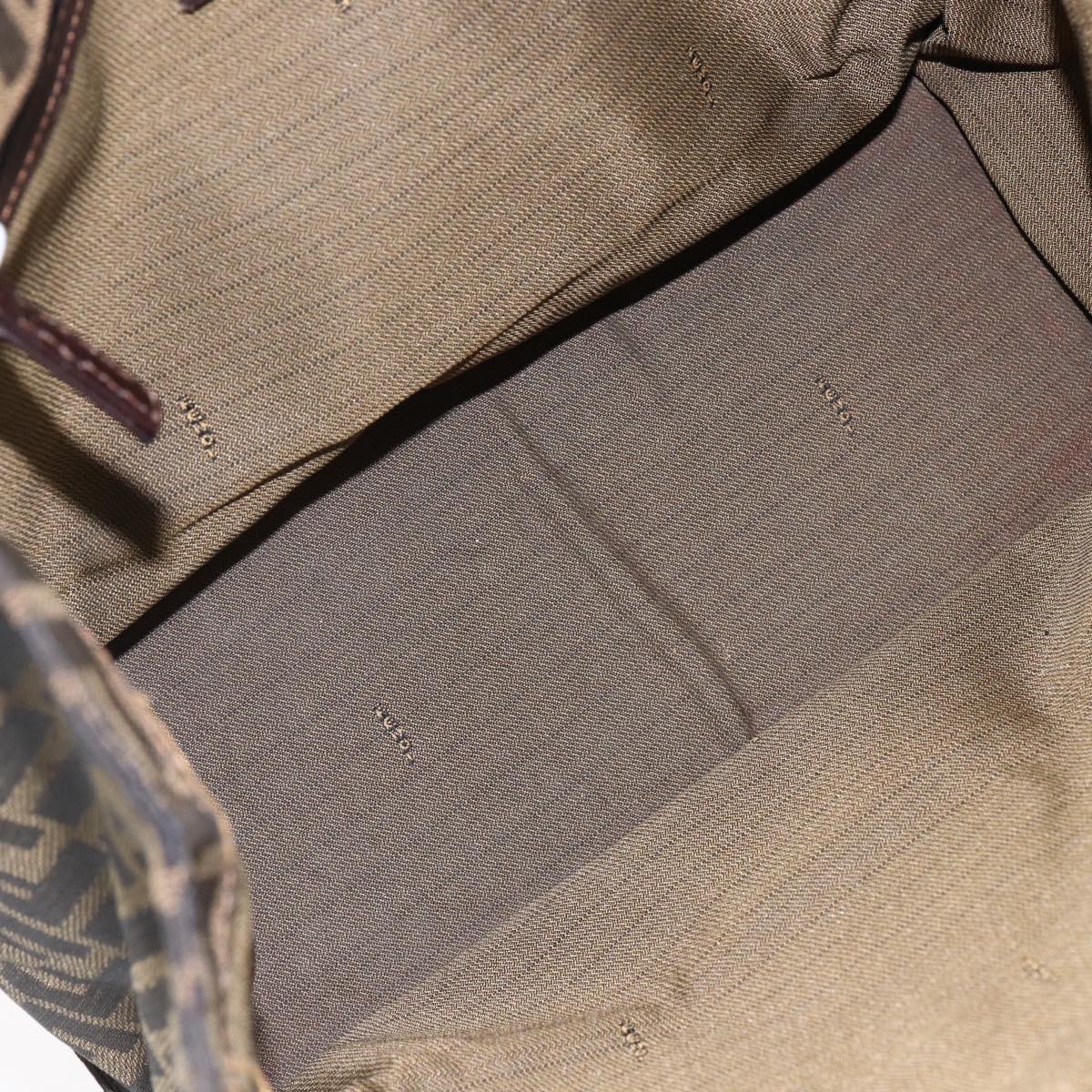 FENDI Zucca Canvas Mamma Baguette Tote Bag Black Brown Auth 147540