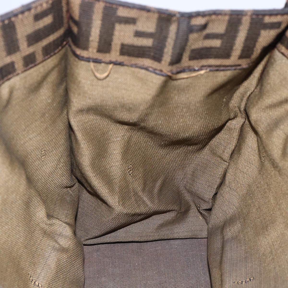 FENDI Zucca Canvas Mamma Baguette Tote Bag Black Brown Auth 147540