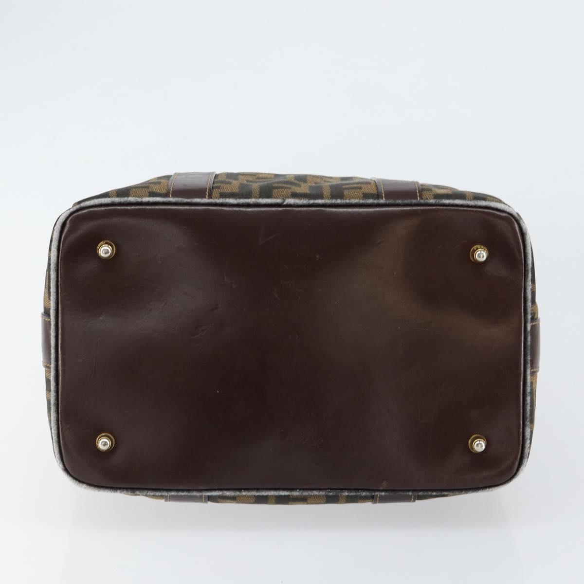 FENDI Zucca Canvas Tote Bag Black Brown Auth 147544