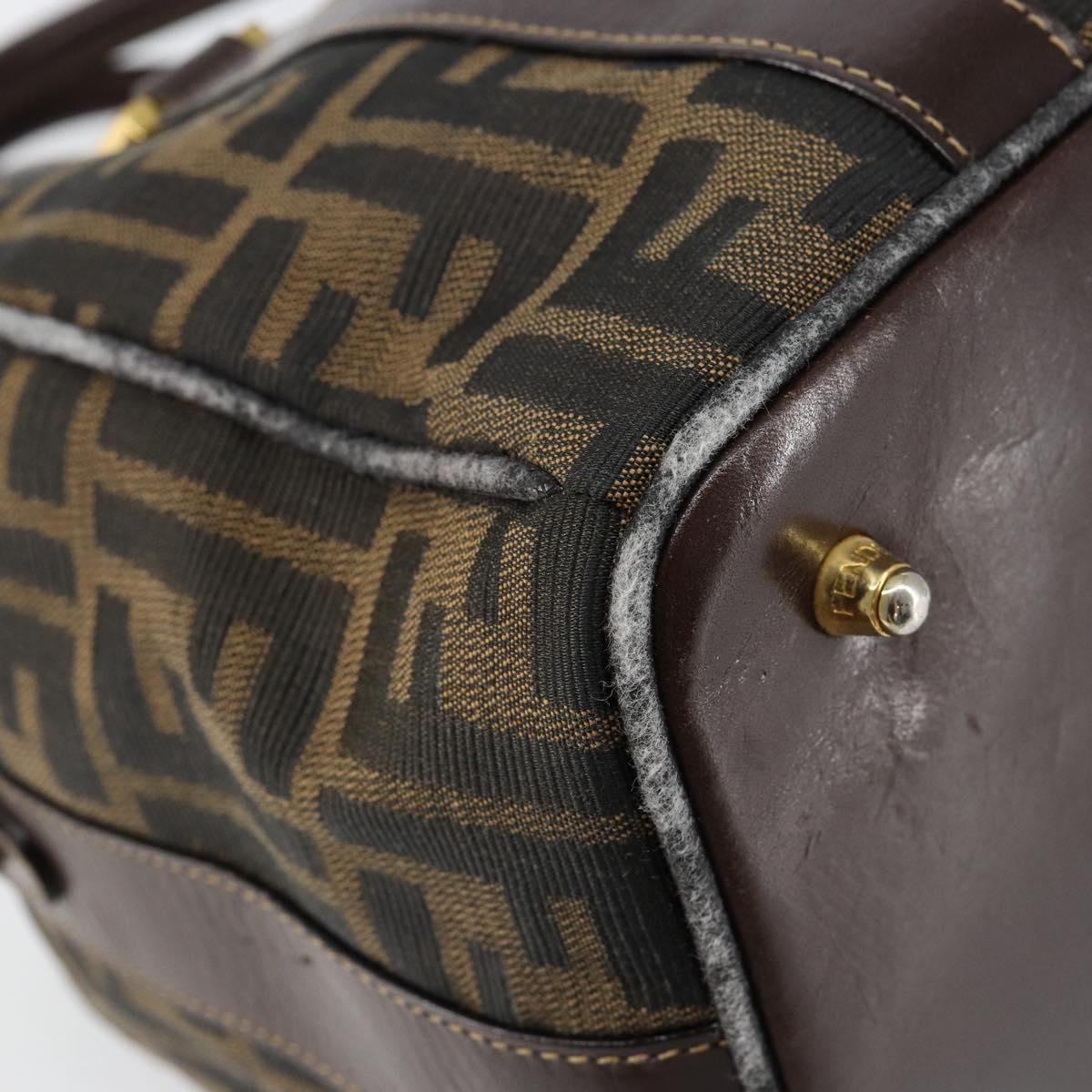 FENDI Zucca Canvas Tote Bag Black Brown Auth 147544