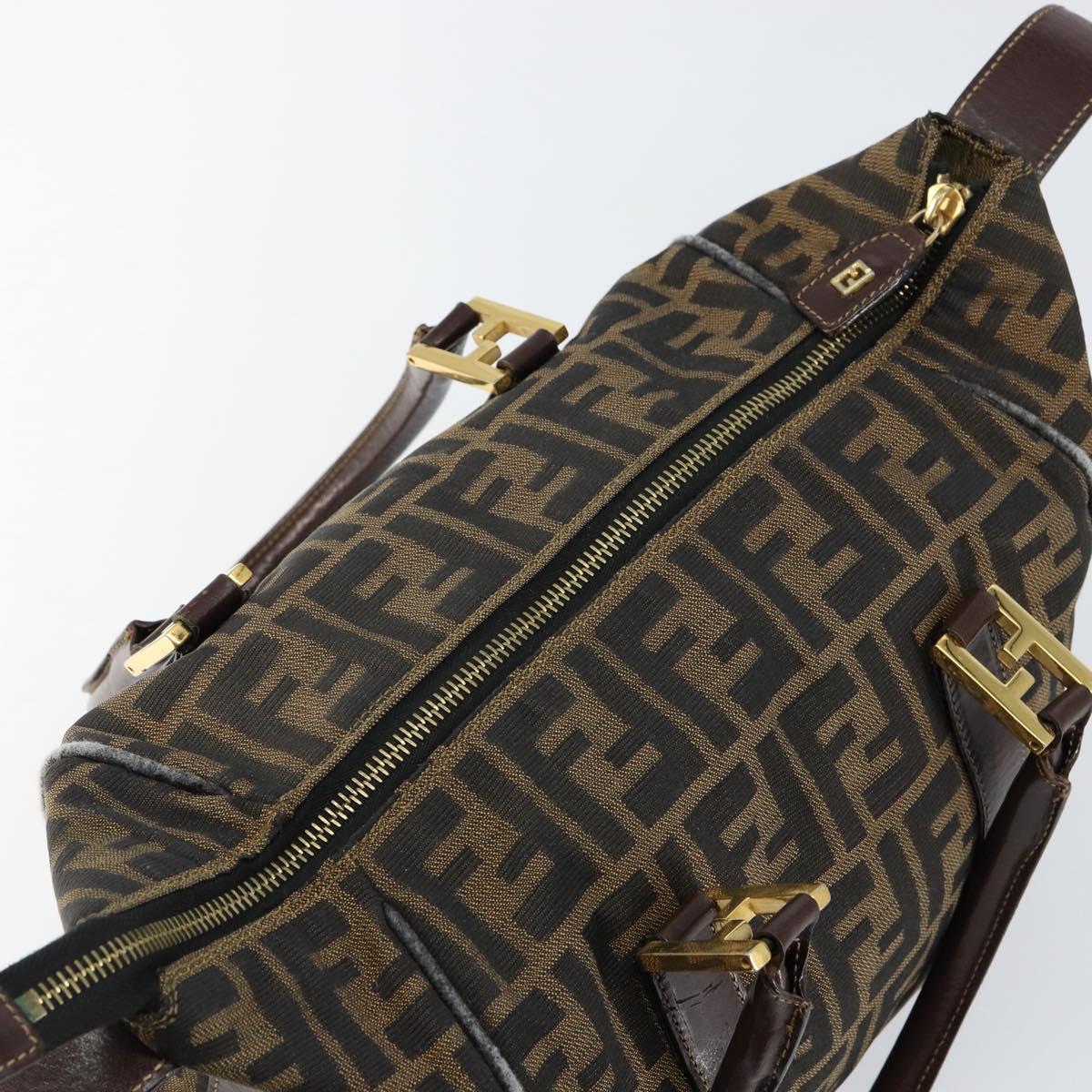 FENDI Zucca Canvas Tote Bag Black Brown Auth 147544