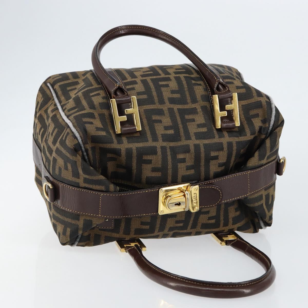FENDI Zucca Canvas Tote Bag Black Brown Auth 147544