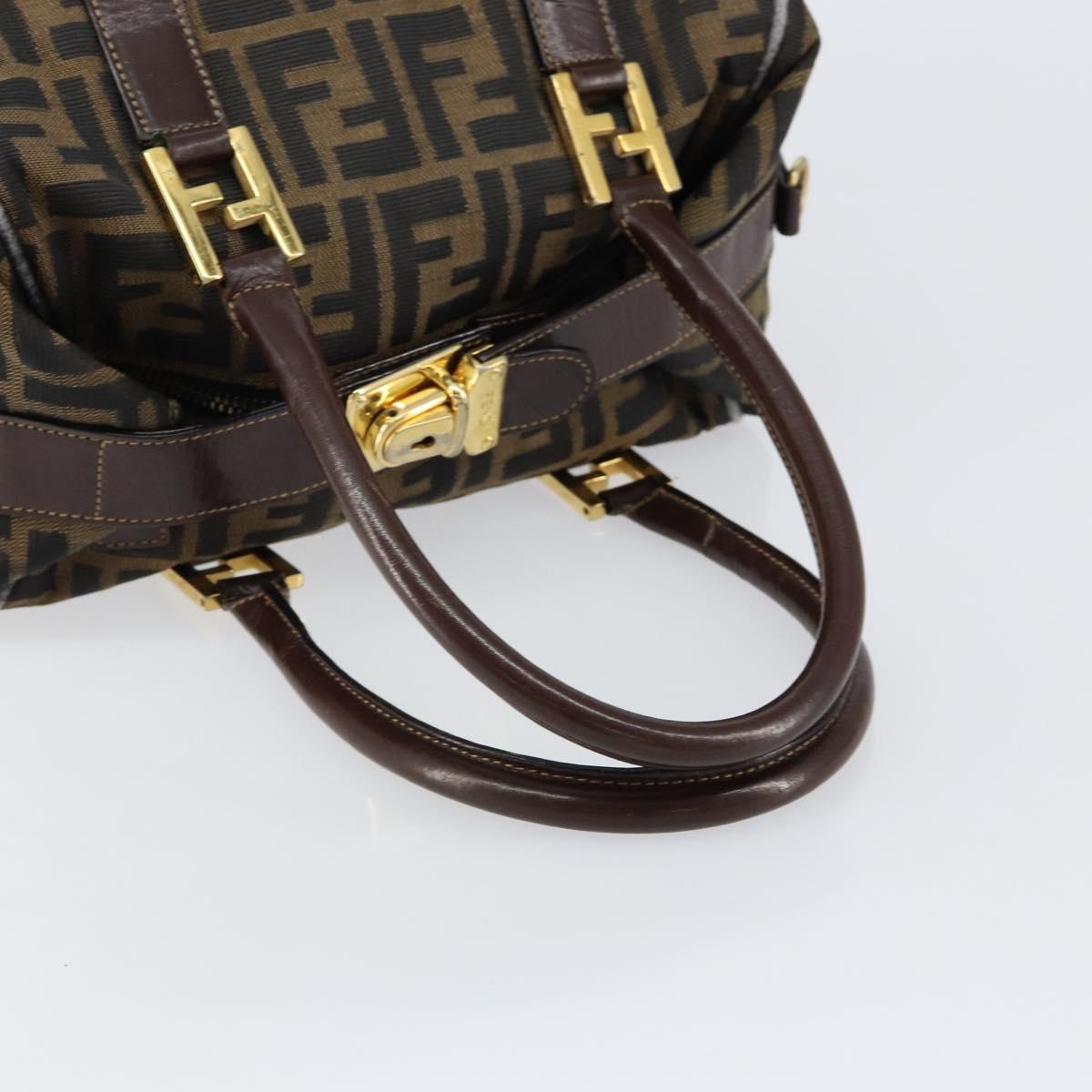 FENDI Zucca Canvas Tote Bag Black Brown Auth 147544