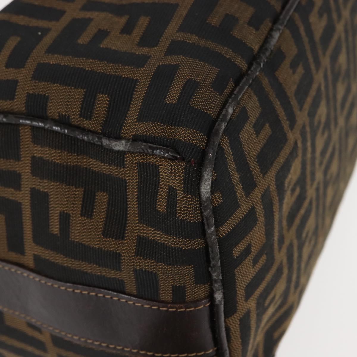FENDI Zucca Canvas Vanity Bag Black Brown Auth 147545