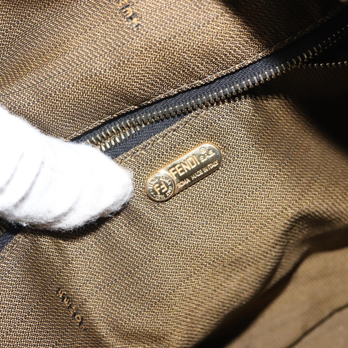 FENDI Zucca Canvas Vanity Bag Black Brown Auth 147545