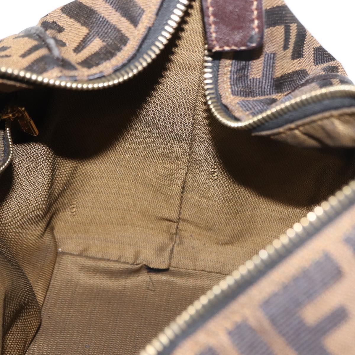 FENDI Zucca Canvas Vanity Bag Black Brown Auth 147545