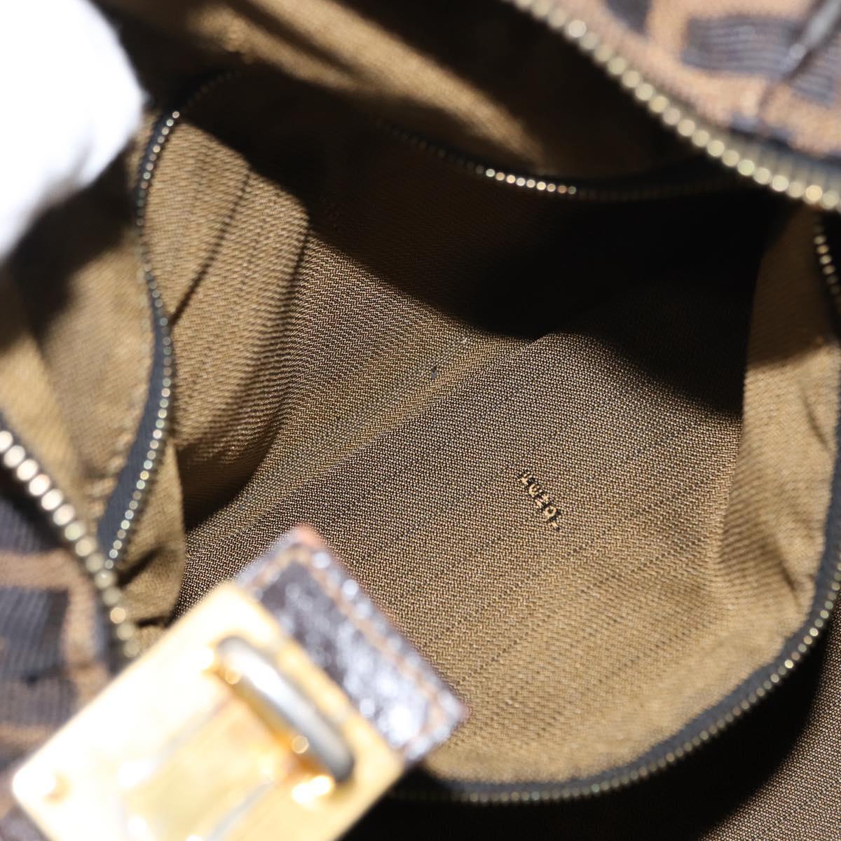 FENDI Zucca Canvas Vanity Bag Black Brown Auth 147545