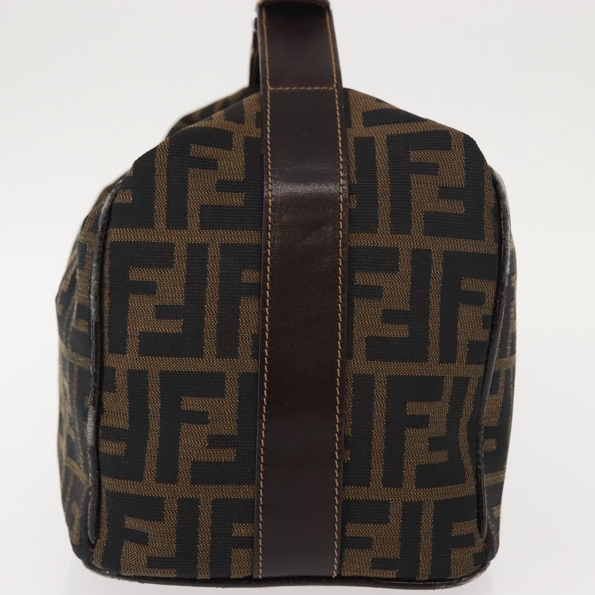 FENDI Zucca Canvas Vanity Bag Black Brown Auth 147545
