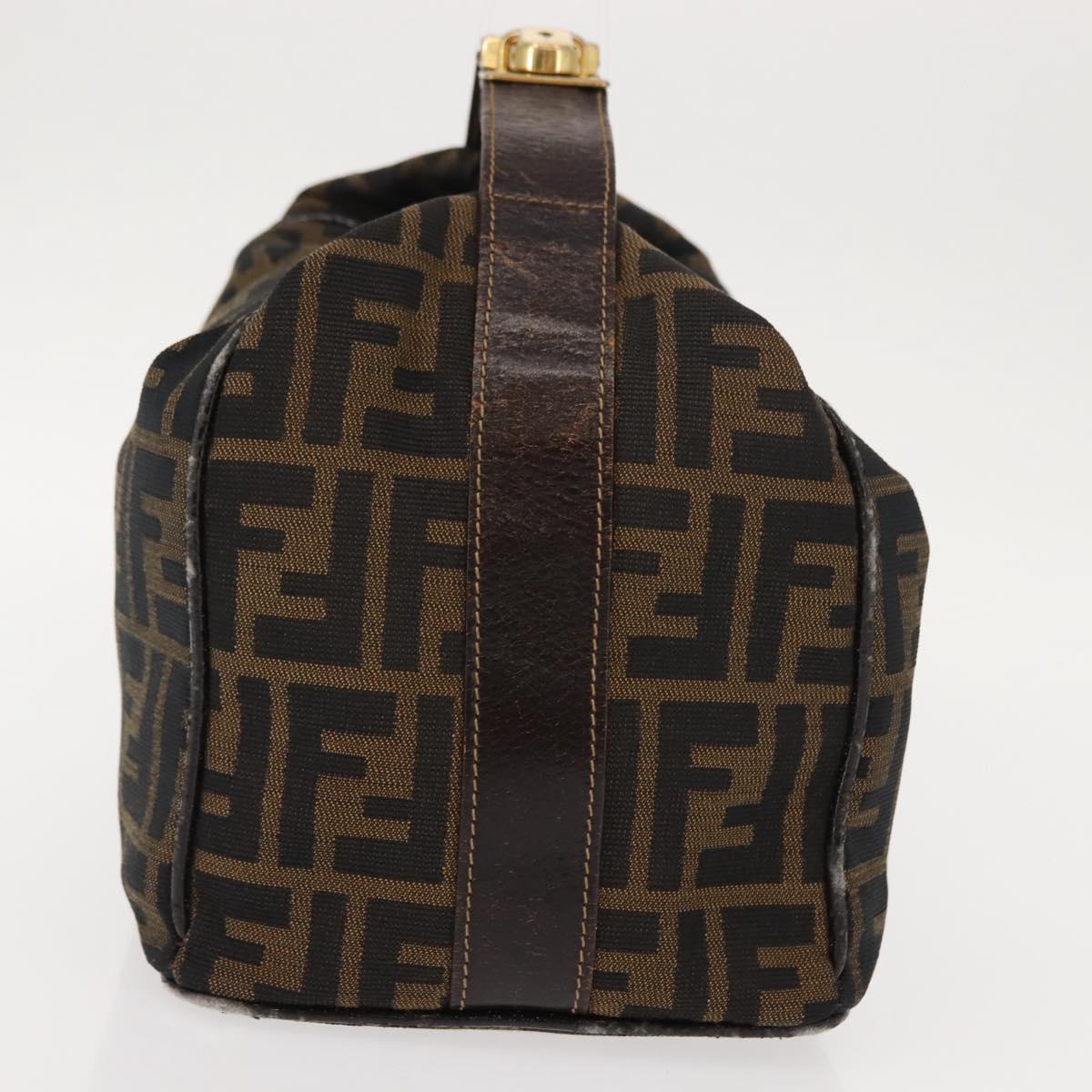 FENDI Zucca Canvas Vanity Bag Black Brown Auth 147545